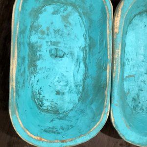 Wooden Dough Bowl color teal